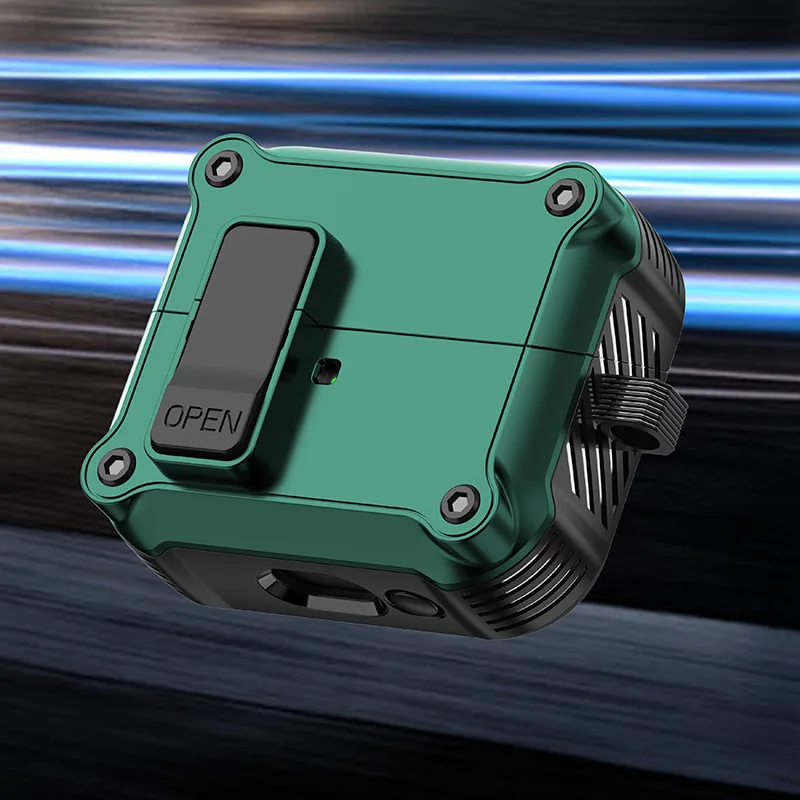 حافظة قفل آمن لهاتف سامسونج جالاكسي Buds3 غطاء صلب مقاوم للسقوط مع طقم تنظيف وسلسلة مفاتيح لملحقات Galaxy Buds 3 Pro