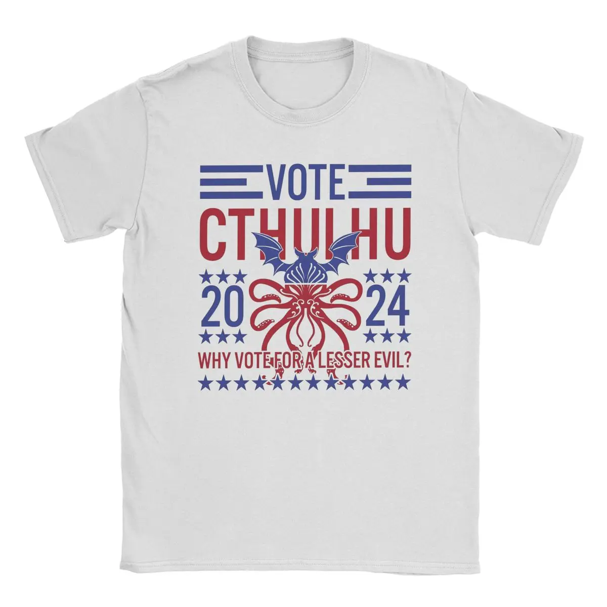 Men Vote Cthulhu 2024 Election Lovecraftian T Shirts Cotton Clothes Awesome Short Sleeve Crew Neck Tee Shirt Summer T-Shirt