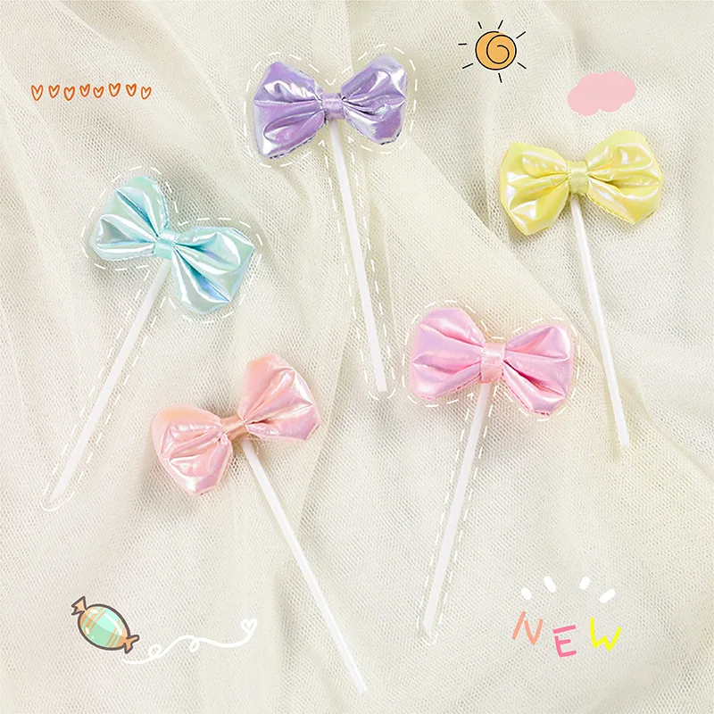Cake Topper Flag bow-knot Happy Birthday Wedding Decoration Cupcake Toppers Baking Kids Party Baby Shower Cake Decor DIY New