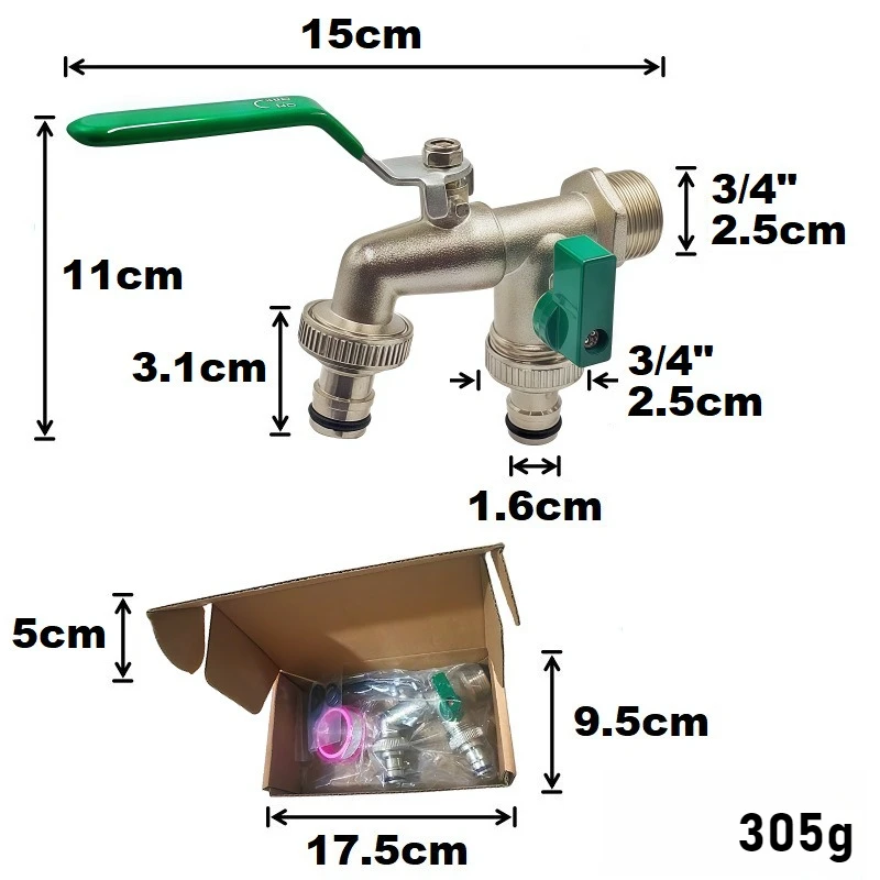 One in And Two Out Dual Nipple Faucet with 3/4 Gardening Zinc Alloy Faucet Robinet Extérieur Jardin Ibergrif Kran Zewnętrzny