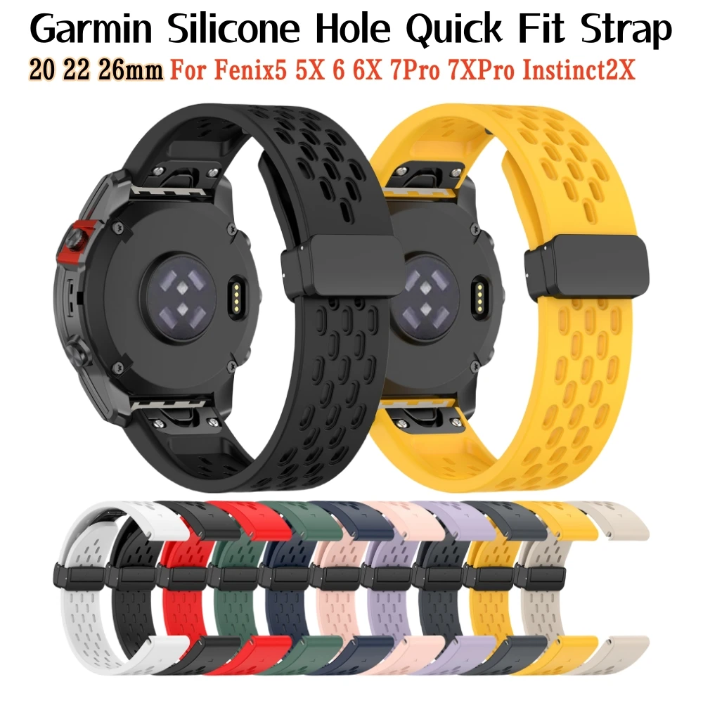 

20 22 26mm Garmin Fenix 7XPro Silicone Quick Release Strap Belt For Fenix5 5X 5SPlus 6 6X 6SPro Watch Band Instinct Wristband