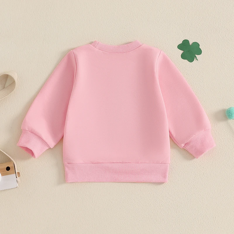 Toddler Boy Girl Irish Sweatshirt Letter Shamrock Print Long Sleeve Round Neck Pullover Loose Tops