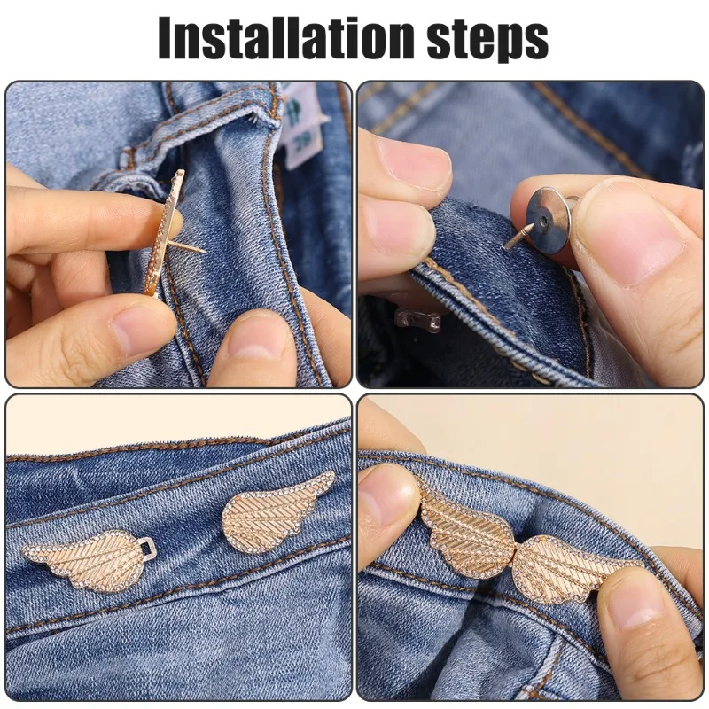 Portable Angel Wings Seamless Waist Buttons Pants Waist Size Adjustment Tool Pants Size Adjustment Tightening Jeans Waist Buckle