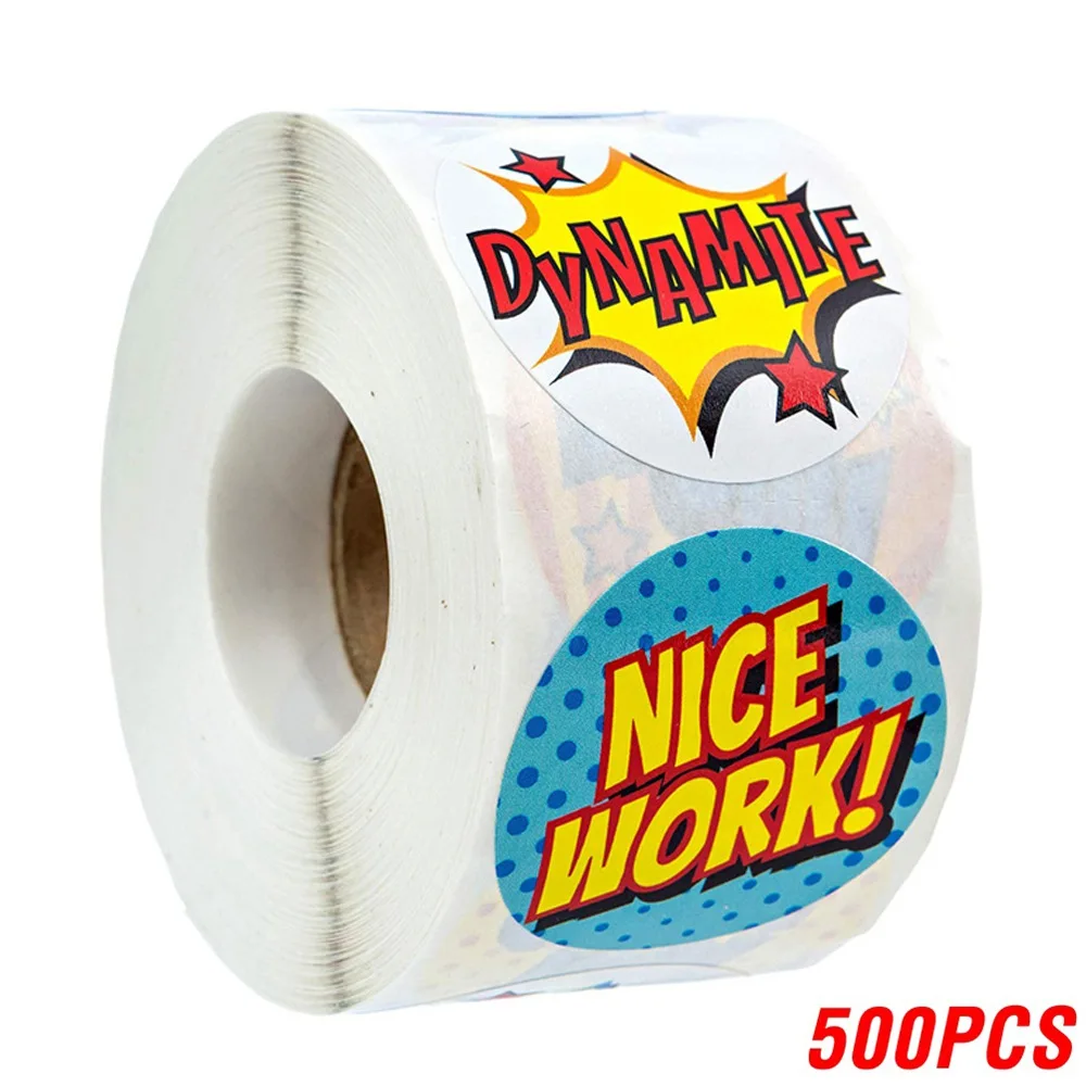 50-500pcs Stickers per roll Super Hero Reward Stickers 8 Super Hero Designs cute Students Kids and Teachers stationery sticker