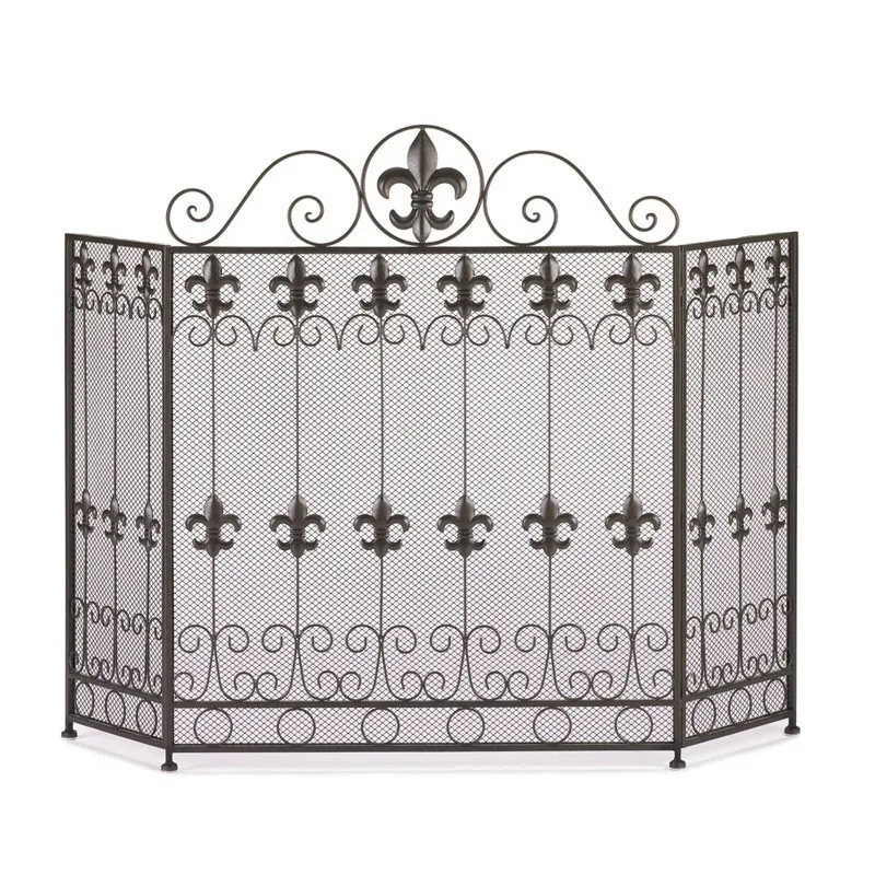 Black fireplace heating household fire guardrail living room wrought iron embedded fireplace rack decorative screen partition