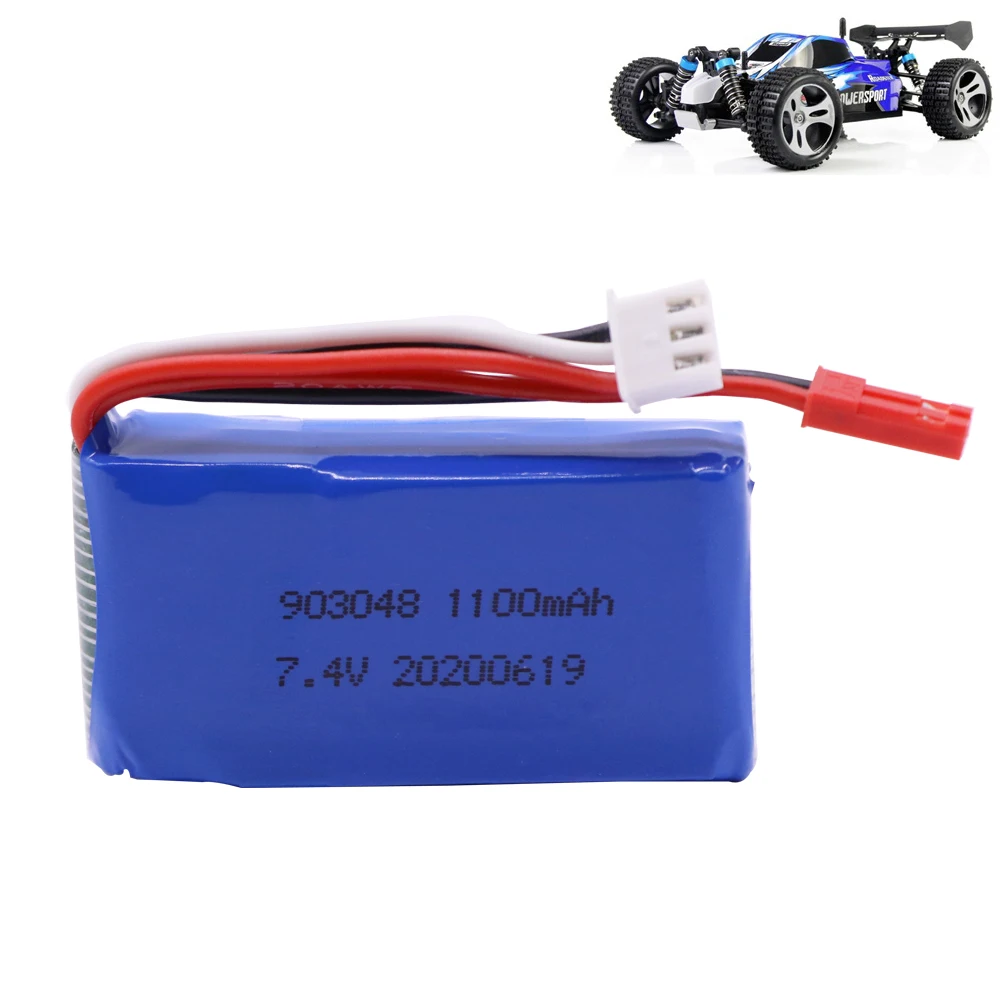 7.4V 1100mAh 903048 batteria Lipo per Wltoys V353 A949 A959 A969 A979 k929 RC auto elicottero giocattoli parti 7.4V batteria ricaricabile