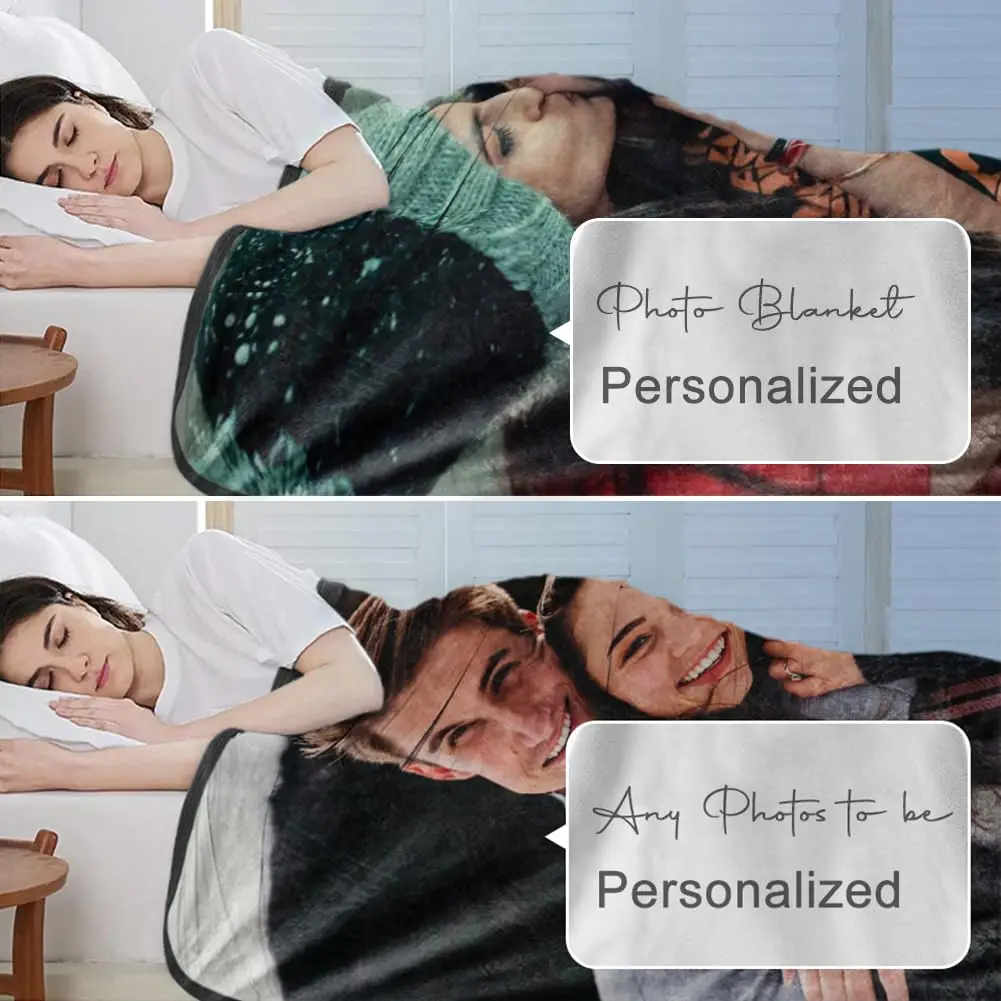 New Photo Blankets for Girlfriend Gifts Mom Gifts, Custom Wife Blankets with Picture Flannel Throw Blanket for Couples Gifts