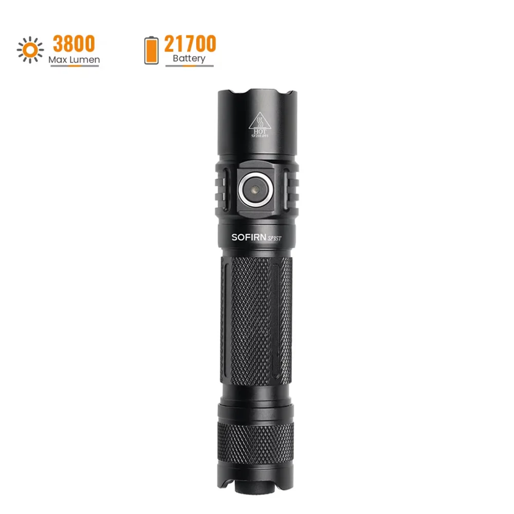 Sofirn SP35T 3800lm Tactical Flashlight Powerful Led Light USB C 21700 Rechargeable Torch With Dual Switch Power Indicator ATR