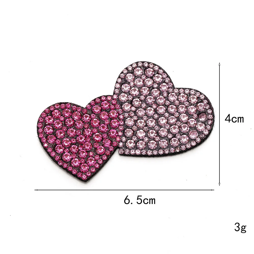 Heart Patches Rhinestone Applique Sew On DIY For Clothing Jacket Backpack Sewing Decorative Badges BX198