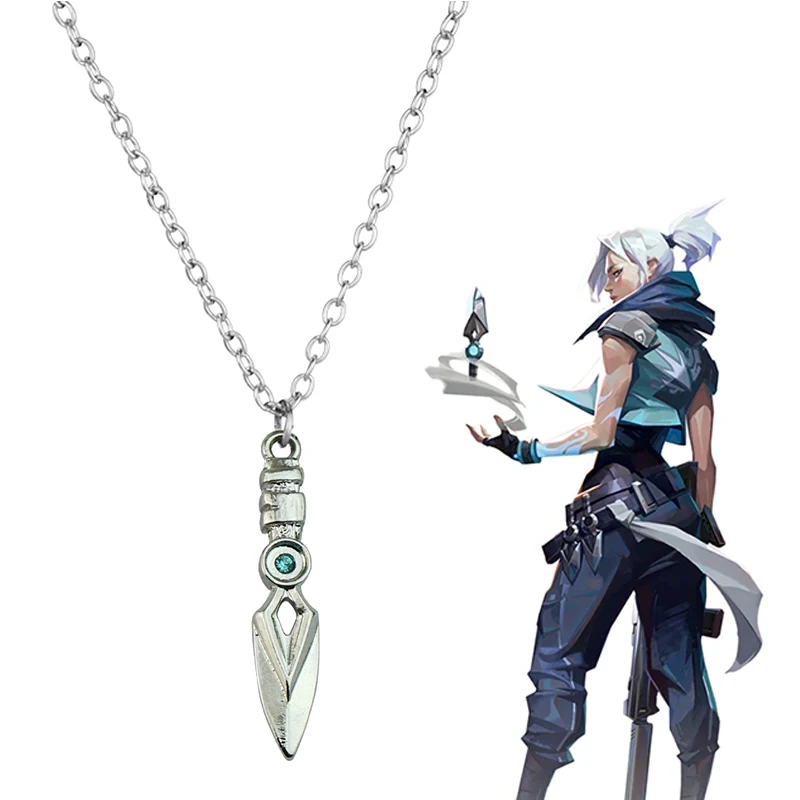 Game Valorant Necklace Jett Cosplay Unisex Blade Storm Knife Pendant Choker Fashion Jewelry Accessories Toy Gifts