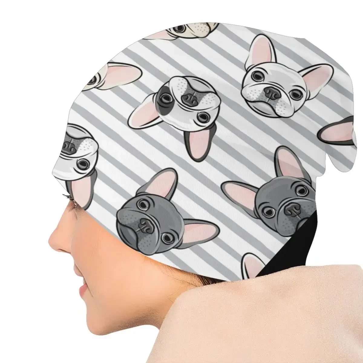 

Skullies Beanies Caps Streetwear Winter Knit Hat Unisex Adult Frenchies Pet Dog Bonnet Hats