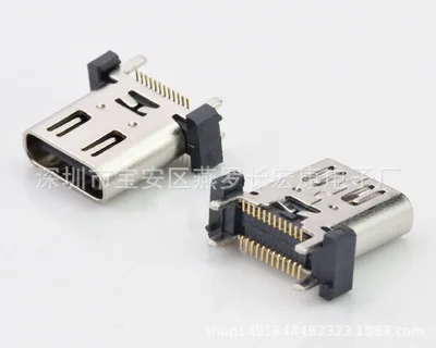 For TYPE-C 6Pin Female, Horizontal, Board Type, SMT Four-Pin Plug Board, Extended Pin, Connector