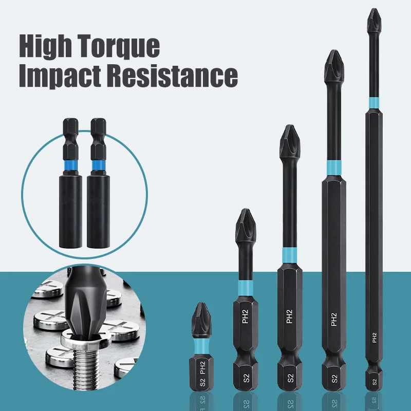 2/5/6PCS PH2 Schlagschrauber Bit Set Magnetische Kreuz Schraubendreher Set Schlagbohrer Schraube Legierung stahl Nicht-slip Kreuz Schraubendreher