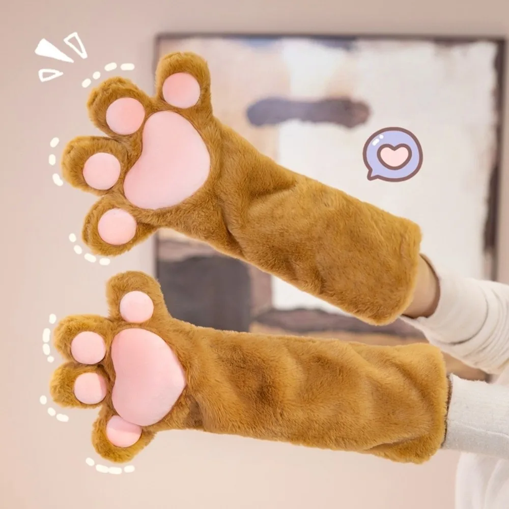 Fashion Cartoon Cosplay Costume Gloves Furry Thicken Cat Paw Gloves Warm Cosplay Props Cat Claw Mittens Club