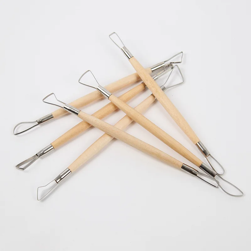 6 wooden mud flat wire knife pottery clay tools Log pottery clay carving plastic knife pottery clay tools