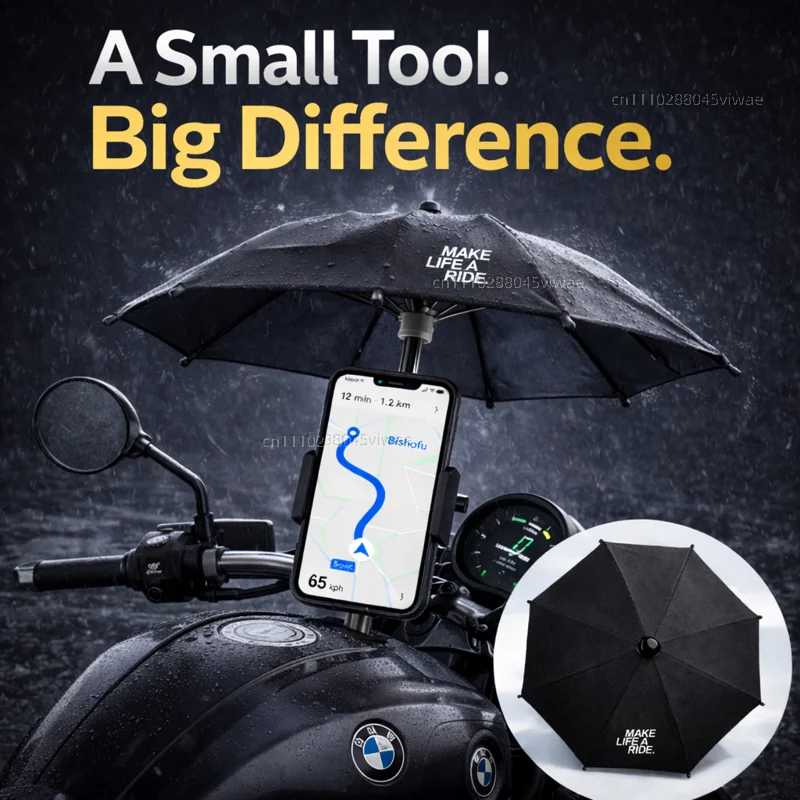 For BMW Motorcycle Phone Umbrella Holder Waterproof Sunshade Anti Glare Rainproof Handlebar GPS Mount