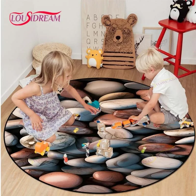 

3D Stone Wallpaper Round Mat Round Carpet Bathroom Mat Home Decor Living Room Kitchen Rug Rugs for Bedroom Birthday Gift