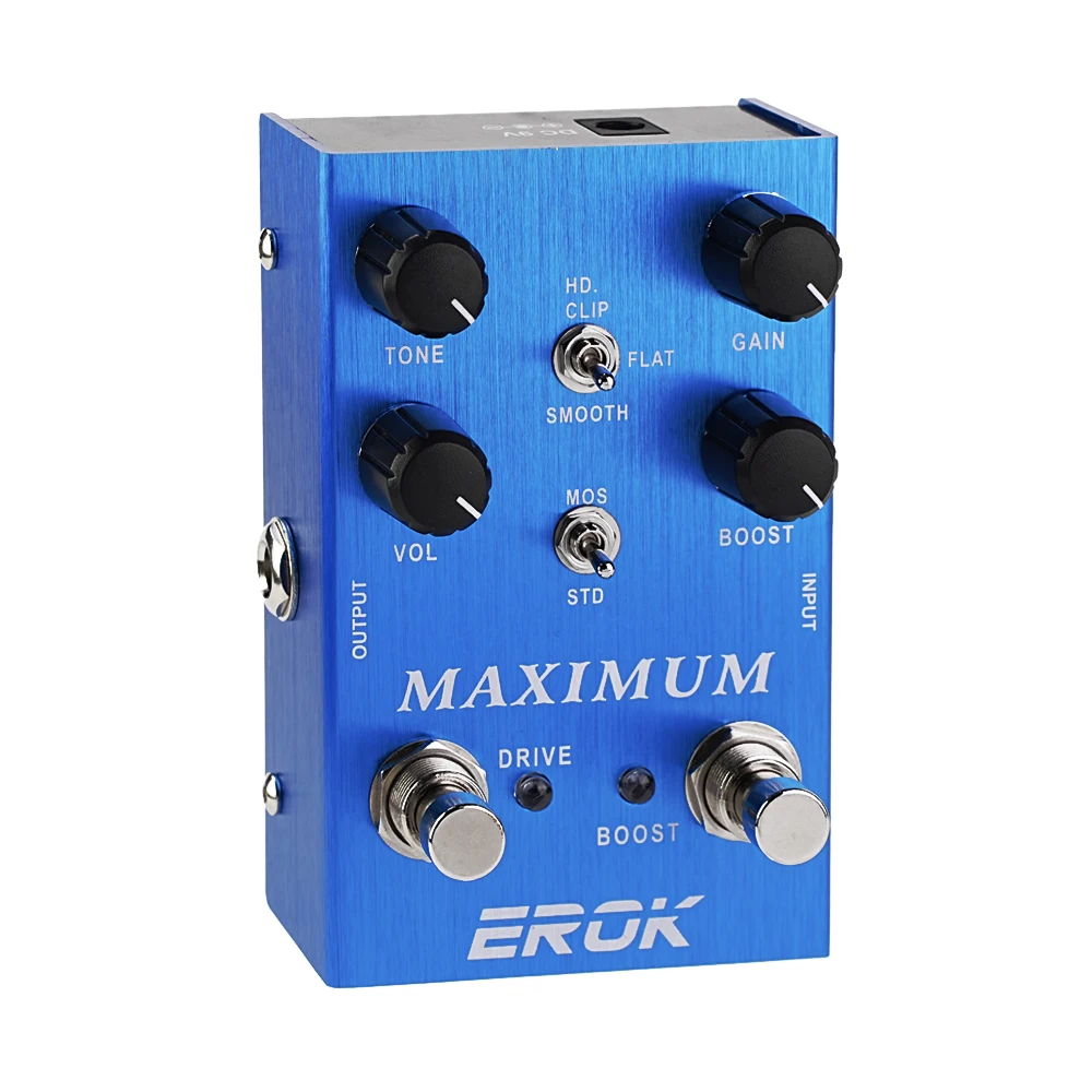 

EROK Maximum Effect Pedals Overdrive True Bypass Design Pedal Boost Electric Guitar Bass Pedal Clean Tone without Compression