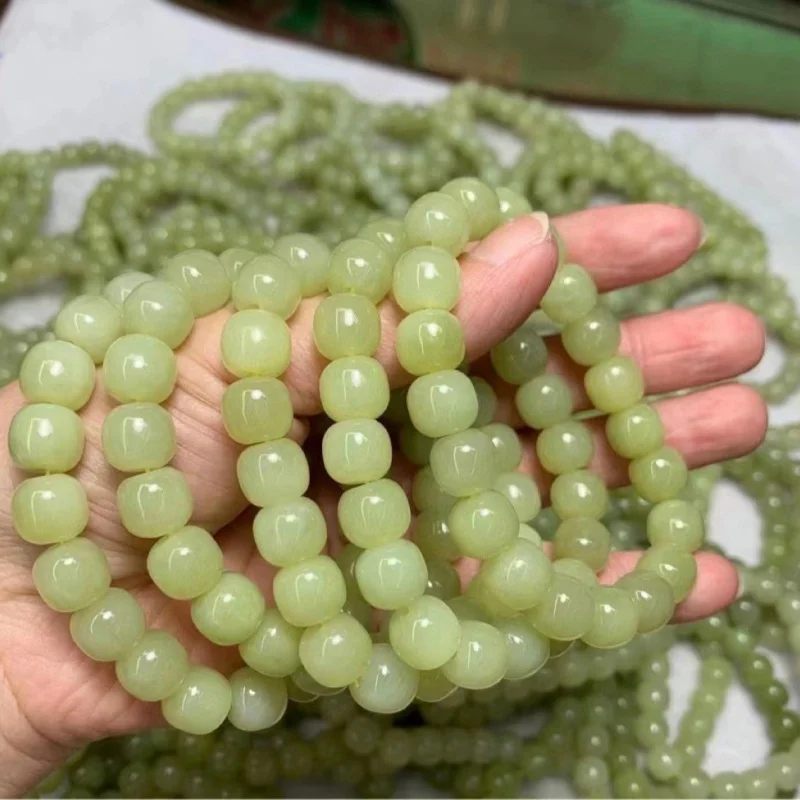 Hetian Jade Yellow Mouth Material 9/10Mmdiy Accessories Scattered Buddha Beads Bracelet