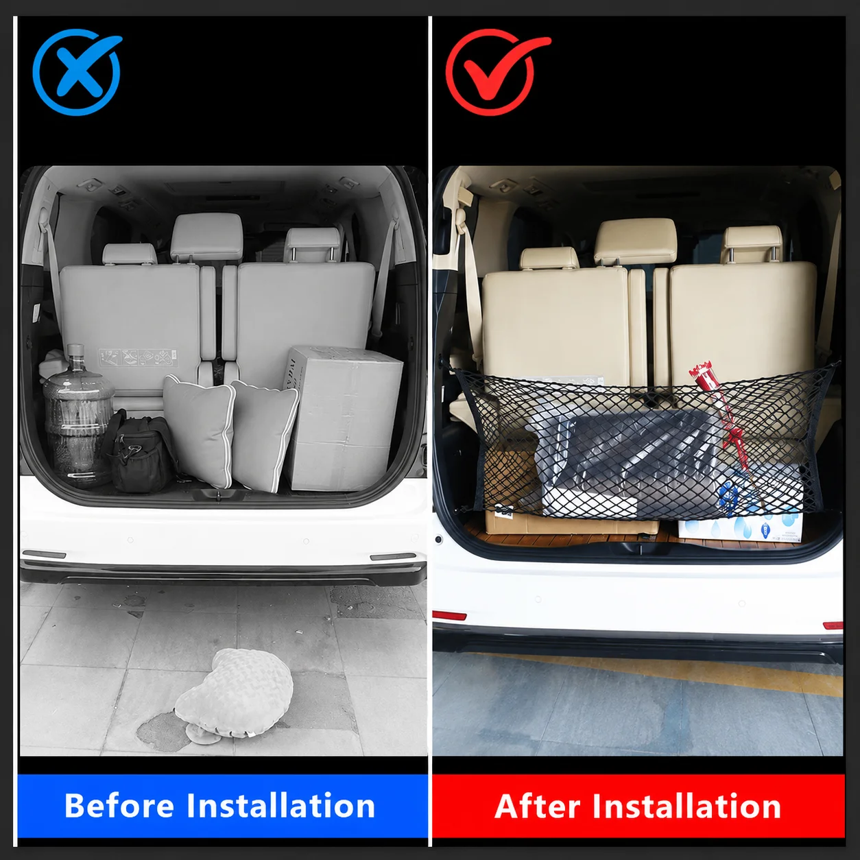 Car Trunk Storage Net Rear Cargo Organizer Nylon Mesh Pocket for Toyota Alphard Vellfire 30 40 Series Auto Interior Accessories