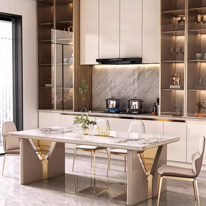 Luxury Coffee Dining Table Designer Extending Marble Nordic Restaurant Dining Table Kitchen Chairs Muebles Commercial Furniture
