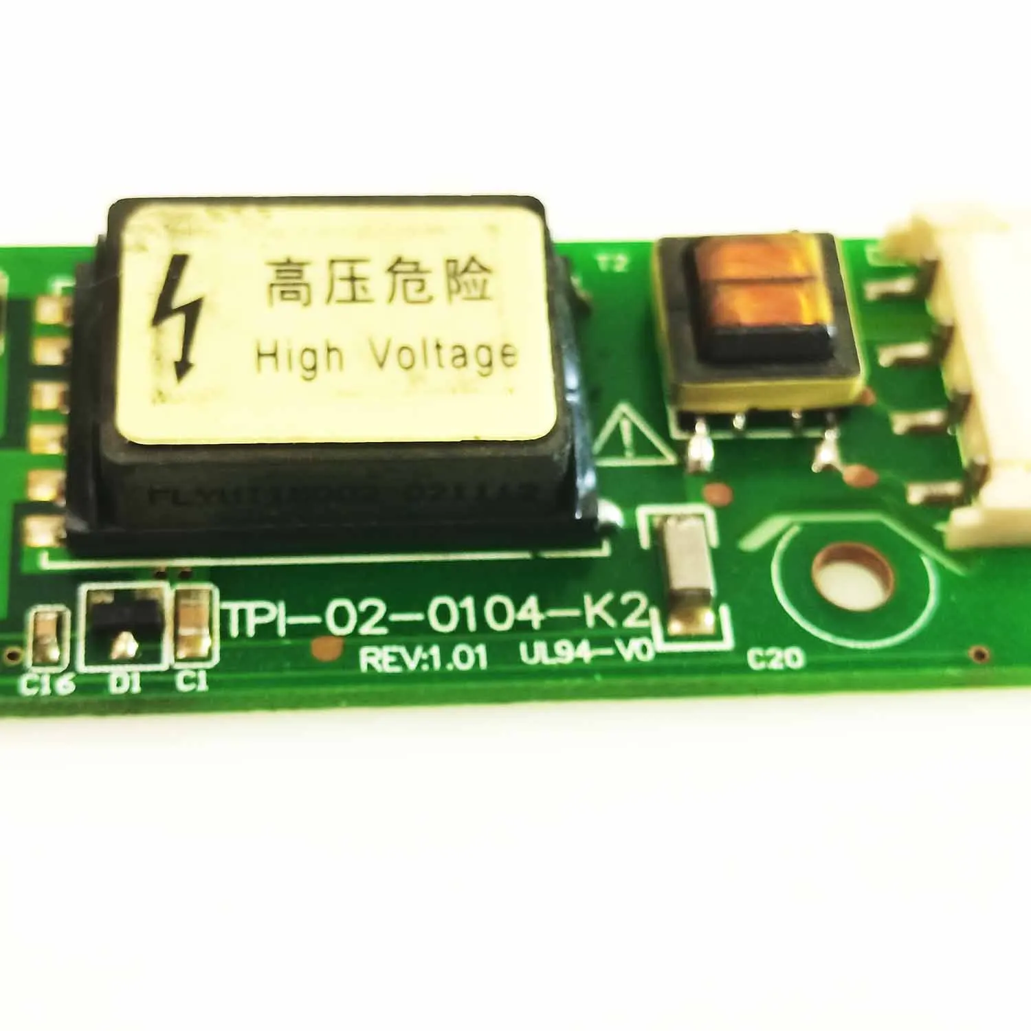 Hoogspanningsbalk TPI-02-0104-K2 Rev: 1.01 UL94-V0 Rohs J-2 E319202 Omvormer