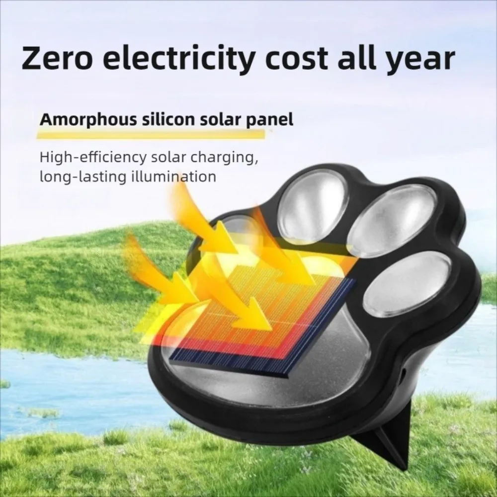 

4Pcs Cat Claw Shaped Solar Stone Lamp Auto on/Off Waterproof LED Solar Light Decorative Solar Powered Outdoor Dog Claw Lamp