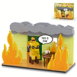 403 Pcs This is Fine Dog Building Blocks, Puppy Animal Figure Calm in Fire,Desktop Collectible Model Toys,Fun Gift for Kid Adult