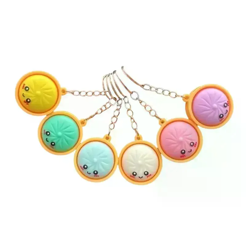 Dumpling Keychains Cute Baozi W/Steamer Random Color For GiftBags PartyFavors Wedding Favors For Guests 6Pcs