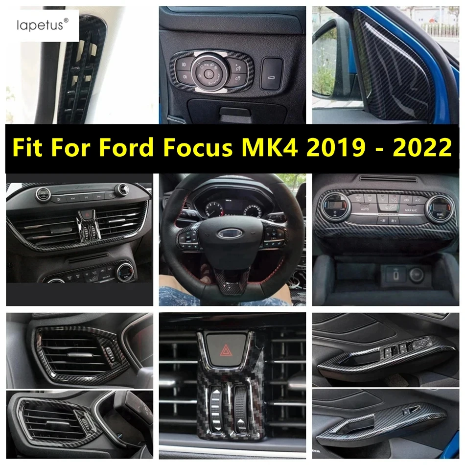 

Steering Wheel Frame / Window Lift / Head Light / Handle Bowl Cover Trim ABS Carbon Fiber Accessories For Ford Focus 2019 - 2022