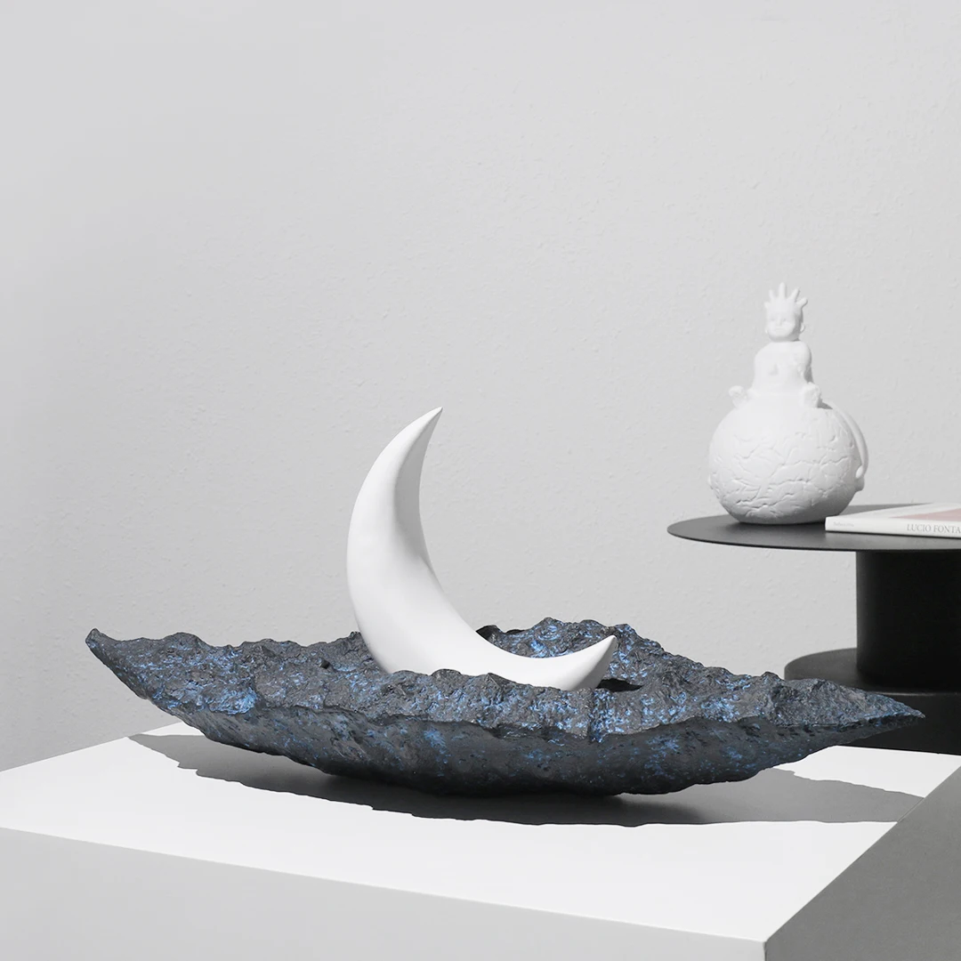 Modern Artist Bedroom Creative Sea Rise Bright Moon Artistic Conception Decoration Sculpture For Sales Office Room Porch Cabinet