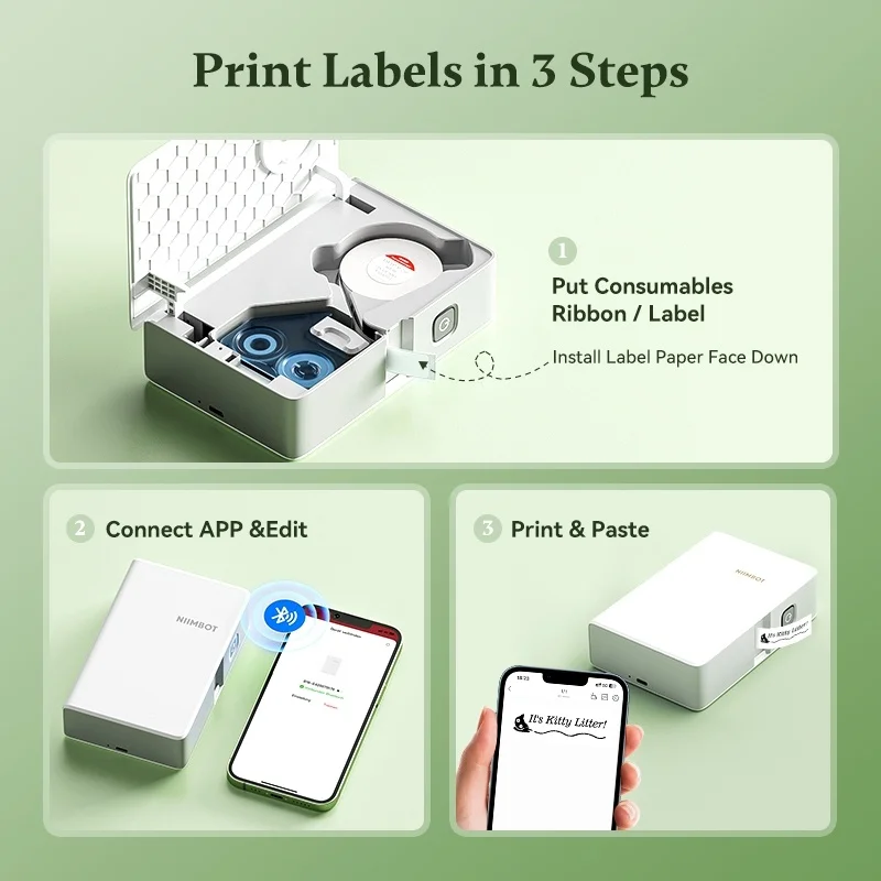 Wireless portable printer color label printer NIIMBOT B18 thermal transfer technology ribbon printing multi-color printing