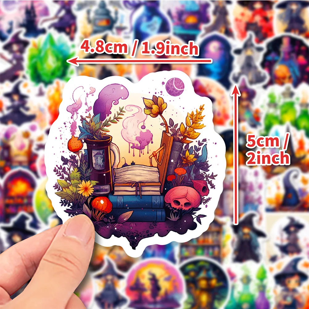 

10/30/50pcs Cartoon Gothic Magic witch Stickers Creatives Art Potion Sticker Laptop Skateboard Luggage Bottle Decals Fun for Kid