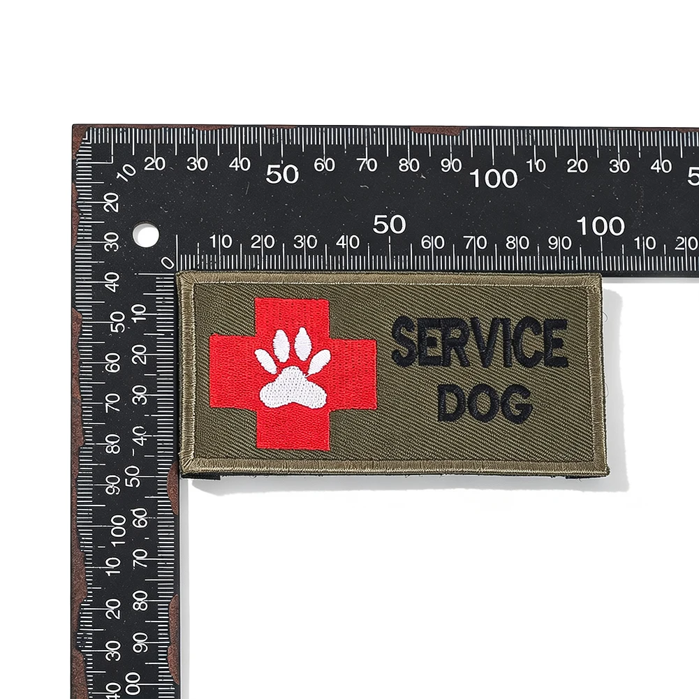Hook and Loop Service Dog Embroidered Patch Red Cross Paw Print Badge for Harness Vest Hat Backpack Jacket Decor Accessory