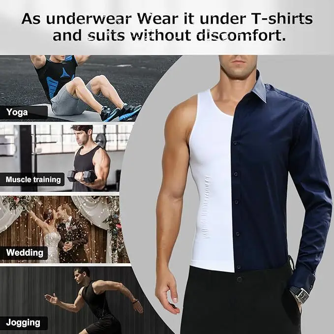 1-2 Stück Herren Shapewear Kompressionsshirt Bauchkontrolle Schlankheits-Weste Taillentrainer Körperformer Korsett Unterwäsche Hohe Elastizität – Detail 6
