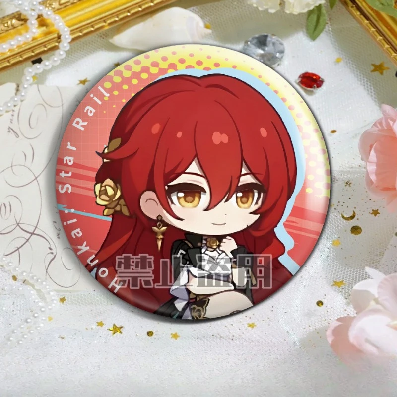 Hot Game  Honkai: Star Rail Cartoon Characters Badge March 7th Kafka Black Swan Silver Wolf Round Brooch Gift for Game Fans