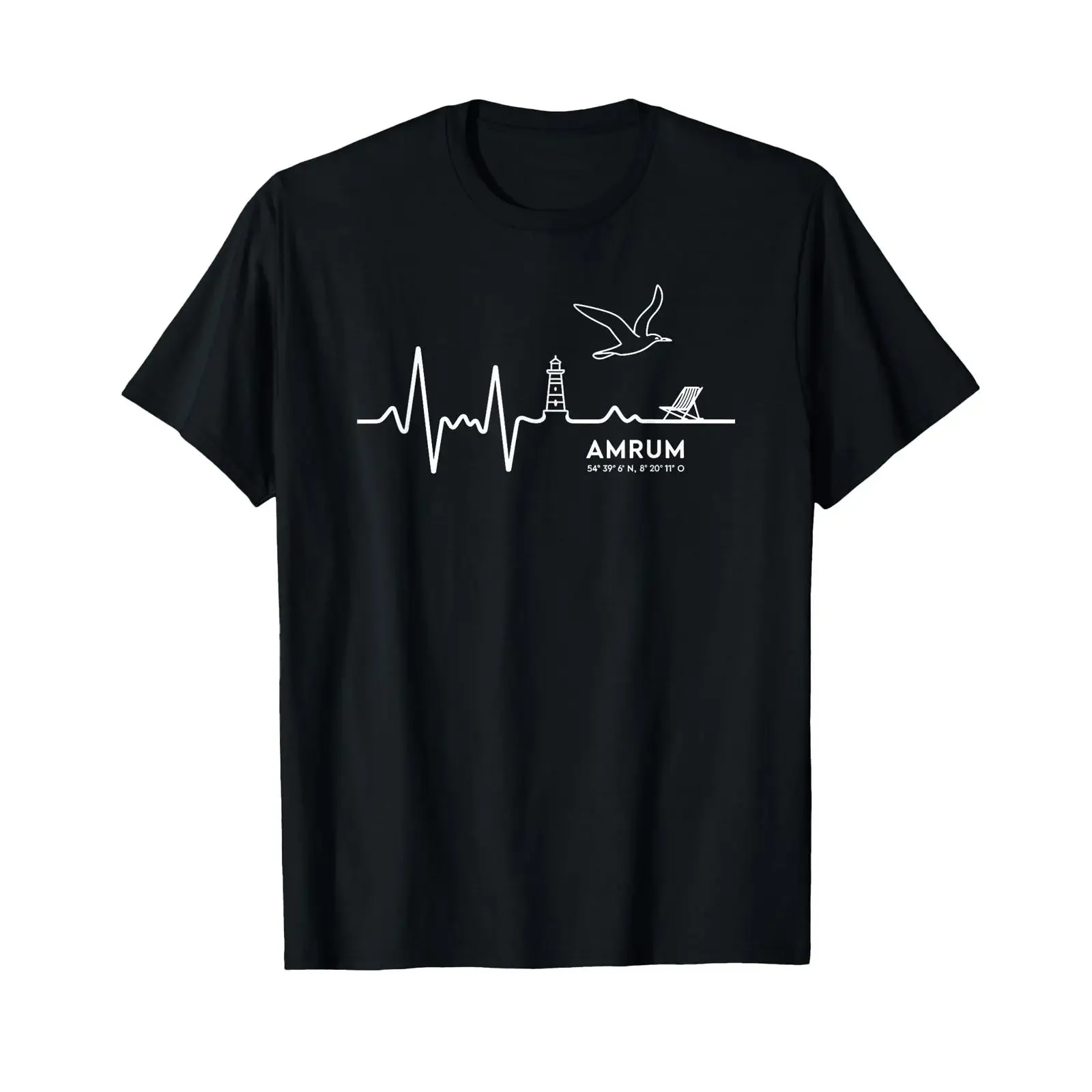 Camiseta Amrum Nordsee Leuchtturm Möwe Herzschlag Reise Liebe, camiseta vintage lavada y transpirable, ropa de diseñador, top para uso diario