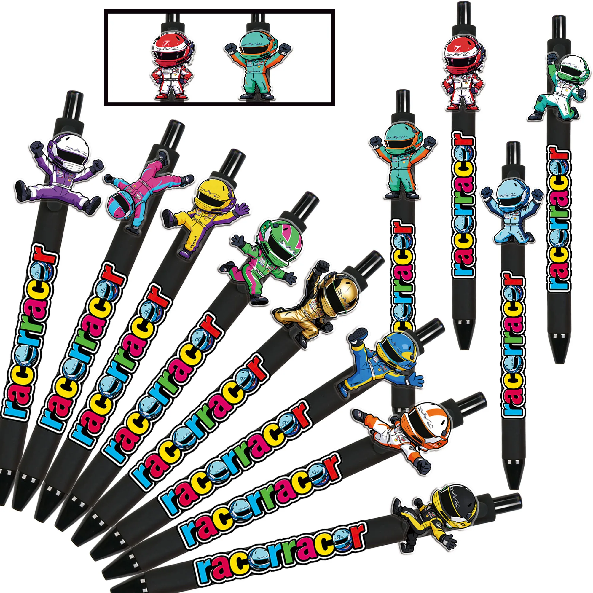 

12pcs/18pcs Cool Racing Driver Series Neutral Pen Suitable for Students to Write and Send to Family, Friends, and Classmates