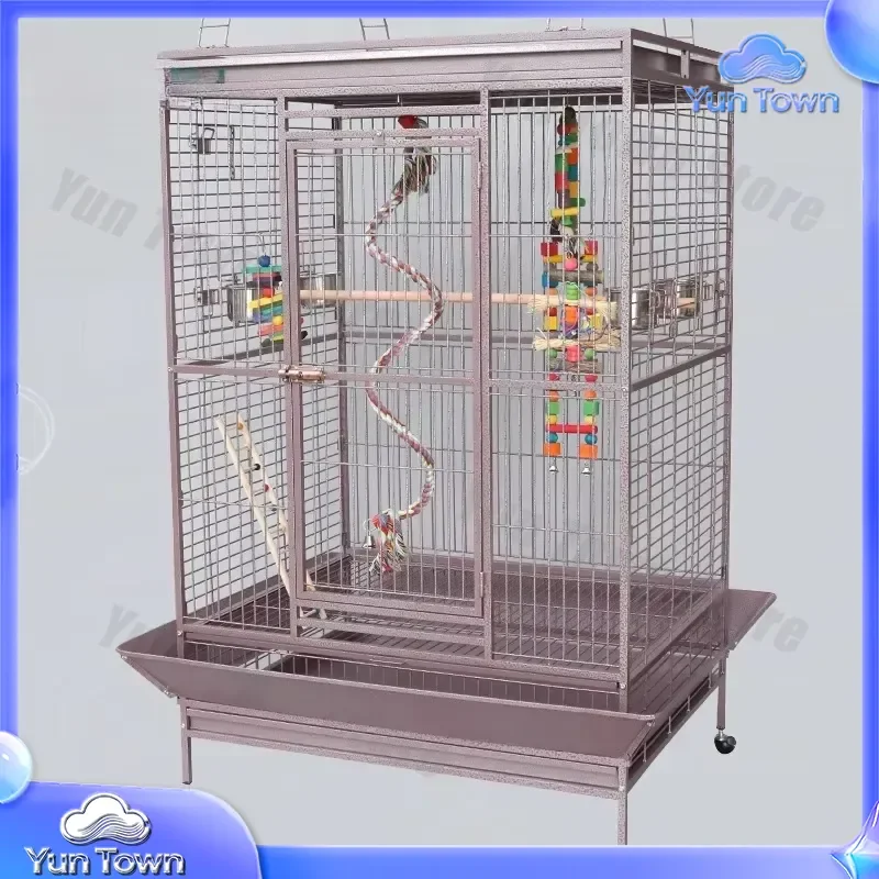 Extra Large Metal Bird Cage for Large Luxury Villa Parrot Cage Horizontal Silk Breeding Cage for Gray Parrot Spacious Aviary