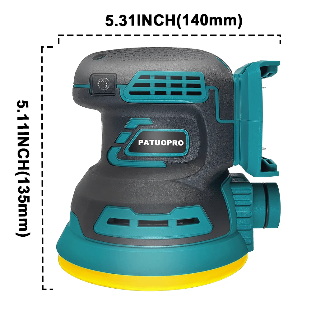 125mm Brushless Random Orbital Electric Sander Wood Grinder Polishing Grinding Sanding Machine 3 Speed For Makita 18V Battery(No