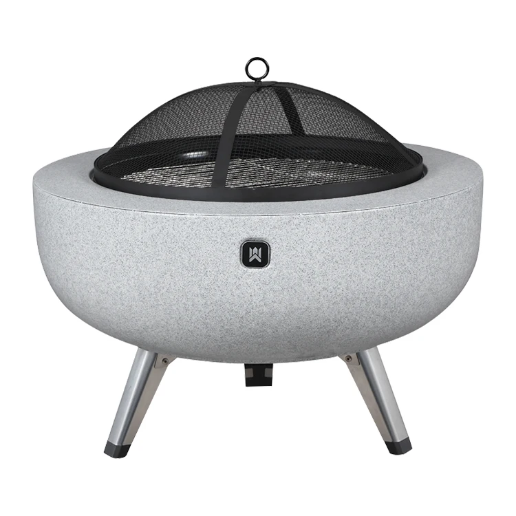 

New Durable Steel Fire Pit Table Multipurpose Outdoor Tabletop Portable Stone Concrete BBQ Grill Steel Fire Pits