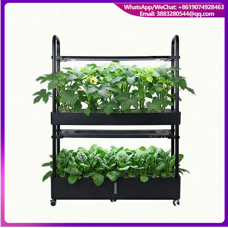 Stock Hydroponic Greenhouse Systems Led Plant Indoor Garden Hydroponic Vertical System Intelligent Planter White ABS Easy