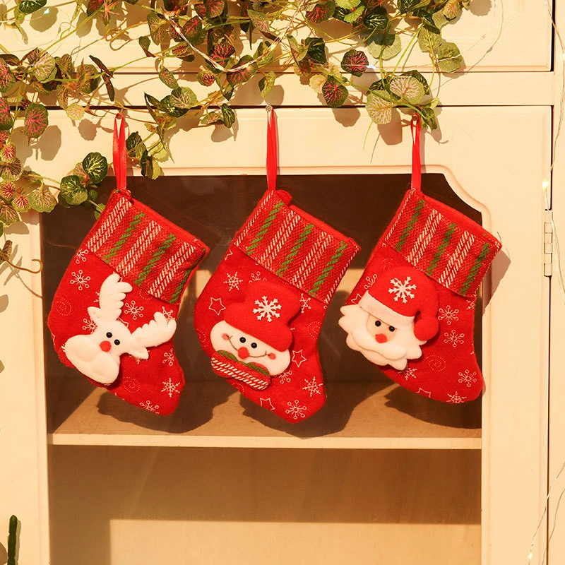 Christmas Stocking Classic Santa Snowman Reindeer Xmas Character For Family Holiday Christmas Party Decorations