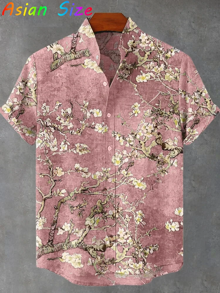 남성용 빈티지 일본식 꽃 프린트 셔츠 일본 예술 셔츠  - Summer Japanese Clothing 리뷰 및 가격