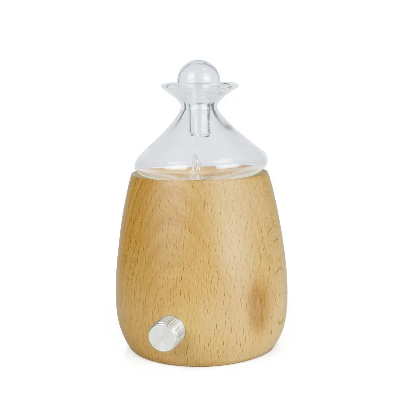 Aromatherapy Essential Oil Diffuser Wood Grain&Glass Design with 7 Colors LED Night Light for Home Office Bedroom Portable Gift