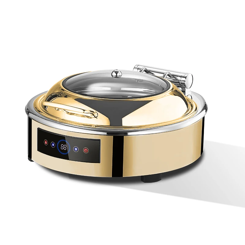 Airuisi Stainless Steel Electric Food Buffet Warmer Set 9L Stove Dish Heater For Hotel Catering Gold Dinner Serving Dish