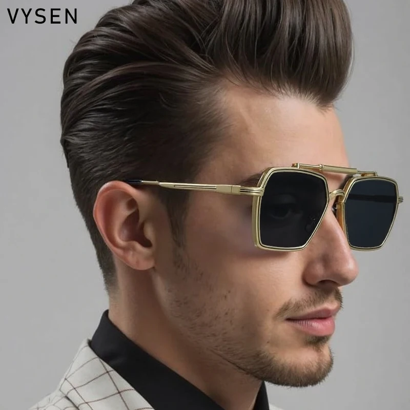 

Retro Steampunk Square Sunglasses Men 2025 Luxury Brand Metal Frame Double Beam Glasses For Male Outdoor Eyewear Shades UV400