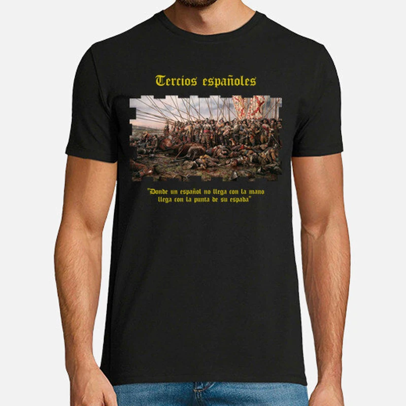 

Battle of Rocroi ¡Santiago, Y Cierra, España! Tercios Españoles T-Shirt New Short Sleeve Casual 100% Cotton O-Neck Mens T-shirt