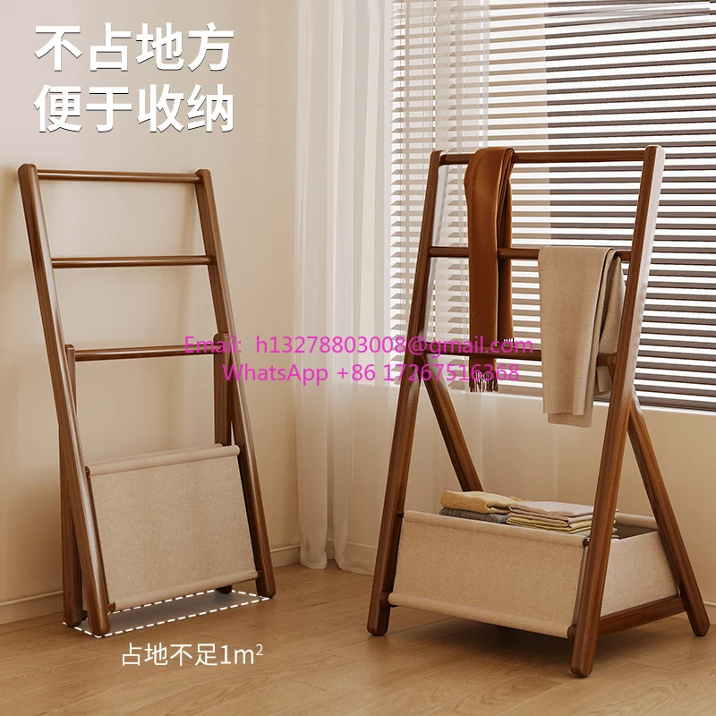 

Floor-to-ceiling bedroom Home bedside Clothes artifact at night Clothes hanger Solid wood small temporary coat rack
