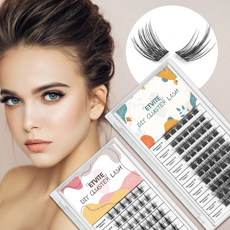 Cluster Individual Lashes Extensão, Cílios Postiços, Cílios Inferiores Naturais, Mix Comprimento, DIY, 60Pcs